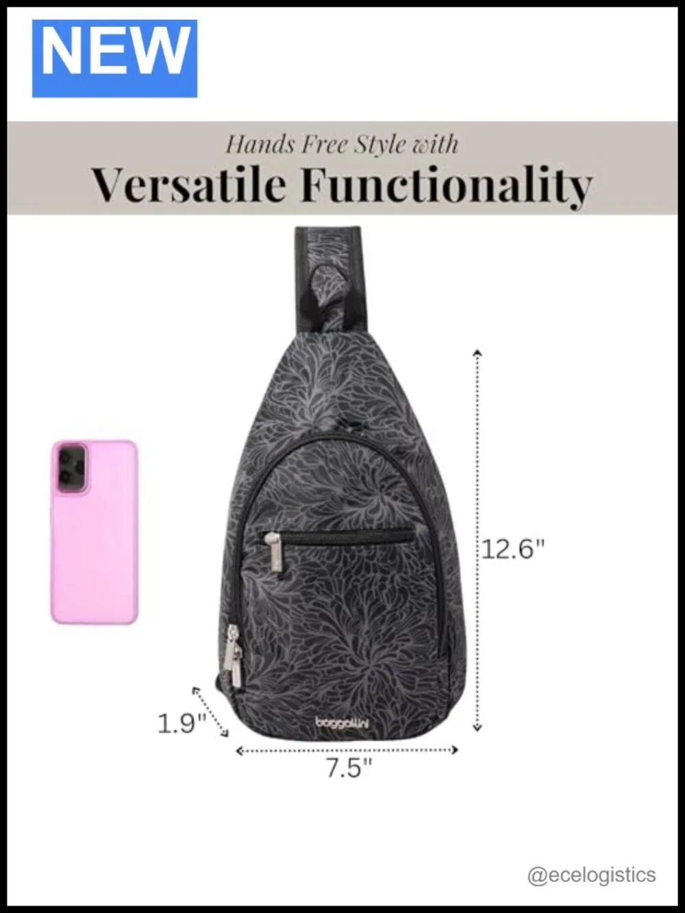 Lightweight Polyester Sling Crossbody Bag with Adjustable Padded Strap and RFID